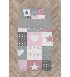 MEKTA HOME BEBEK VE ÇOCUK ODASI Soft Yıldız ve Kalp Desenli Nevresim Takımı