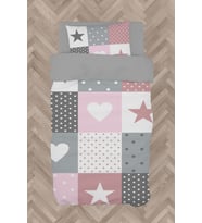 MEKTA HOME BEBEK VE ÇOCUK ODASI Soft Yıldız ve Kalp Desenli Nevresim Takımı