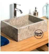 Sipahi Marble Gümüş Traverten Derin Kare Lavabo