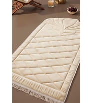 Krem Kapitone Dolgulu Lüks Seccade 65x115 cm