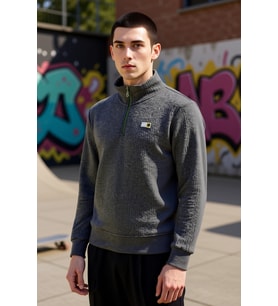 Erkek Dik Yaka Standart Kol Düz Desenli Regular Kalıp Sweatshirt Fonksiyonel Dayanıklı Şık
