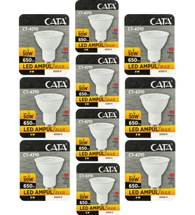 (10 Adet) Cata 9W (50W) Beyaz Işık (6500K) Dim Edilebilir GU10 Duylu Led Spot Ampul