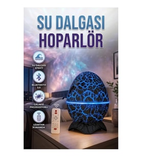Yumurta Tasarımlı Bluetooth Speaker Gece Lambası Su Dalga Efektli Renkli Şarjlı Projektör
