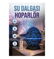 Yumurta Tasarımlı Bluetooth Speaker Gece Lambası Su Dalga Efektli Renkli Şarjlı Projektör