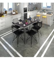 Knsz masa sandalye takımı hem75mazlum grisyh 130*070 klç 6 sandalye syhsyh kolçaklı