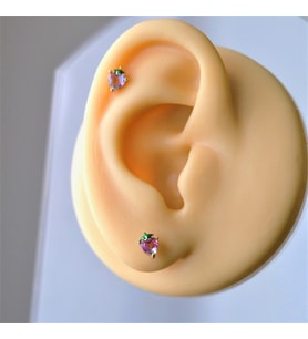 Cerrahi Çelik Pembe Çilek Piercing Helix Lob Kıkırdak Tragus (Çok Renkli)