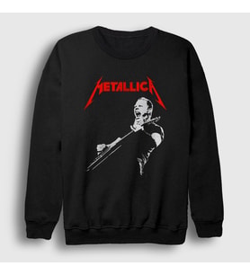 Presmono Unisex Siyah Guitar James Hetfield Metallica Sweatshirt 435180tt