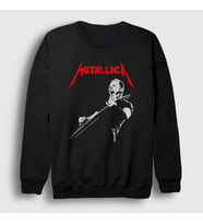 Presmono Unisex Siyah Guitar James Hetfield Metallica Sweatshirt 435180tt