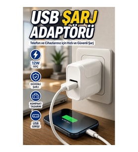 12W USB Şarj Adaptörü – Kompakt Telefon ve Cihaz Şarj Başlığı