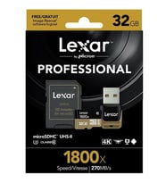 Lexar 32 GB 1800x Micro SD Hafıza Kartı (270 mb/s) (Siyah)