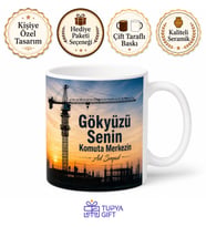 Kule Vinç Operatörüne Hediye Gökyüzünden Şantiyeyi Yöneten Göz Baskılı Kupa Bardak