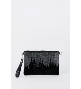 Kadın Şehir Silüeti Gümüş Taşlı Süet Bilek Askılı Ve Zincir Askılı Portföy El Ve Clutch Çanta