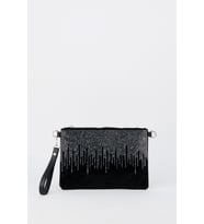 Kadın Şehir Silüeti Gümüş Taşlı Süet Bilek Askılı Ve Zincir Askılı Portföy El Ve Clutch Çanta