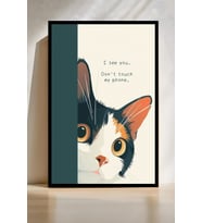 Kedi tasarımlı Çerçeve Görünümlü Mdf Tablo