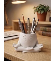MYCRAFT3D Yoga Meditasyon Figürü Masaüstü Aksesuar Huzurlu Duruşlu Kalem Kutusu 3D Tasarım Modern Düzenleyici