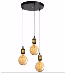 RİOLİGHT RETRO ÜÇLÜ METAL SARKIT AVİZE ÇAP: 30CM (Siyah)