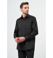 Siyah Sert Yaka Cepli Comfort Fit Classic Pamuklu Gömlek 1004255323