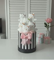 Sevgiliye Hediye Premium Silindir Hediye Kutusunda, 6'lı Renkli Peluş Hello Kitty Ayıcık Buketi (Beyaz)