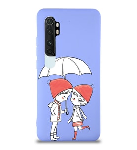 Xiaomi Mi Note 10 Lite Uyumlu Lansman Kılıf Aşk Tasarımlı İçi Kadife Kapak-Lila (Şeffaf)