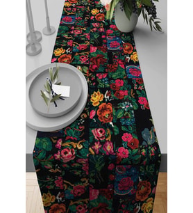 Siyah Patchwork Desenli Premium Masa Örtüsü Runner RNR290