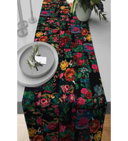 Siyah Patchwork Desenli Premium Masa Örtüsü Runner RNR290