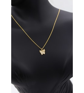 Kadın Sarı Minimalist Kelebek Kolye 925 Ayar Gümüş