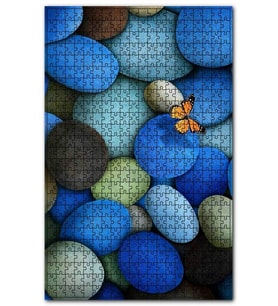Cakapuzzle Renkli Çakıl Taşları Ve Kelebek Görseli Puzzle Yapboz MDF (Ahşap) (120 Parça)