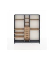 Arges Gardrop 10 Raflı 6 Çekmeceli 3 Askılı 220x30x243 Antrasit-Çam