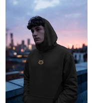 Siyam Kedili Hoodie Unisex %100 Pamuk  Siyah Kapüşonlu Sweatshirt Göğüs Ortası Logolu