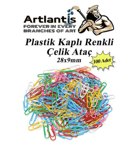 Ataç Renkli Metal Plastik Kaplama 100 Adet Orta Boy 1 Paket Ataş Okul Ofis Belge Düzenleme Paslanmaz Kaplamalı