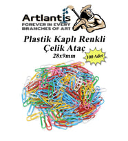 Ataç Renkli Metal Plastik Kaplama 100 Adet Orta Boy 1 Paket Ataş Okul Ofis Belge Düzenleme Paslanmaz Kaplamalı (Karışık)