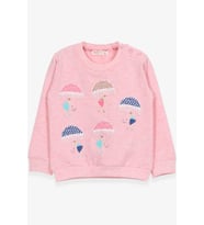 Breeze Kız Çocuk Sweatshirt Şemsiyeli Kız Baskılı 1.5-5 Yaş, Somon Melanj