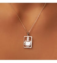 Minimal Kahve Figürlü Kolye 925K Gümüş