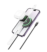 HOCO CW50 15W AirPods + Apple Watch+iPhone 3in1 Kablosuz Manyetik Hızlı Şarj Aleti (Siyah)