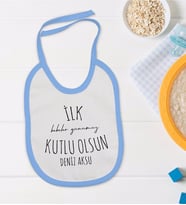BK Kids Kişiye Özel Mavi Bebek Mama Önlüğü - Model 33