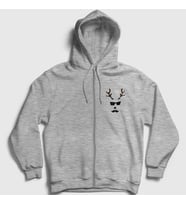 Presmono Unisex Gri Male Deer Yılbaşı Fermuarlı Kapüşonlu Sweatshirt 271583tt