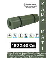 Dayanıklı Kamp Outdoor Yoga Pilates Su Geçirmez Hafif 12 Mm Kalın Köpük 180 X 60 Cm Askeri Haki Mat