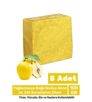 %100 Doğal Güzel Kokulu El Yüz Saç Vücut Cilt Orijinal Bitkisel Ayva Çekirdeği Sabunu 100G - 5 Adet