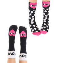 Love Kız Çocuk 2li Soket Çorap Takım (Siyah-Pembe)