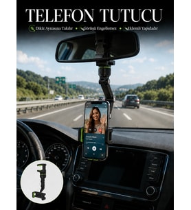 Araç İçi Telefon Standı Dikiz Aynasına Takılan Ayarlanabilir Telefon Tutucu