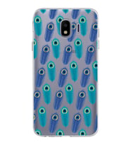 PrintiFy Samsung Galaxy J4 ile Uyumlu 1mm Slim Fit Nazar Boncuğu 4 Baskılı Şeffaf  Kılıf