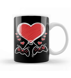 Video Gamer Heart Controller Valentines Day 01 Kupa Bardak Porselen