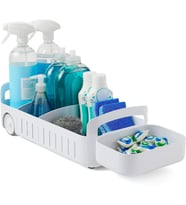 1 RollOut Caddy, 20.32 cm, Mutfak ve Banyo için Lavabo Altı Düzenleyici, Plastik, Beyaz
