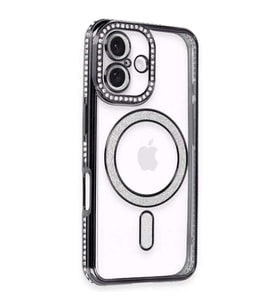 İphone 16 Kılıf Joke Simli Magneticsafe Kılıf - Siyah