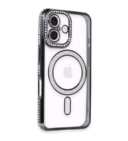 İphone 16 Kılıf Joke Simli Magneticsafe Kılıf - Siyah