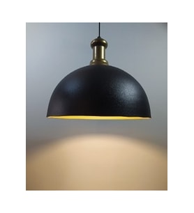 Mylights Vintage 40 Cm Retro Rustik Siyah Içi Altın Metal Sarkıt Avize