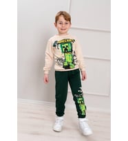 Cg Kids Minecraft Creeper Erkek Çocuk 2 İplik Alt Üst Takım Süper Kalite Kumaş Kabartma Baskı (Yeşil)