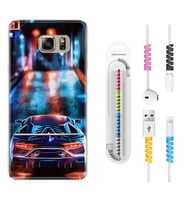 Samsung S7 Edge S20 Fe Plus Ultra S21 S22 Kılıf Kablo Koruma Spiral Silikon Neon Cars 1724