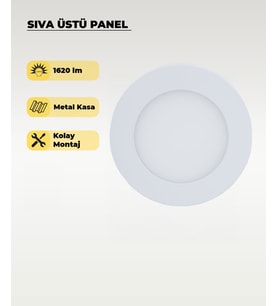 6W Sıva Üstü Yuvarlak Led Panel 3200K Sarı Işık (Beyaz)