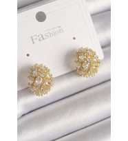 Pirinç Gold Renk Zirkon Taşlı Kadın Küpe - TJ-BKP9796